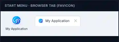 The Start menu and browser tab mock-ups from the Preview on Windows dialog, showing the 32 px and 16 px entries